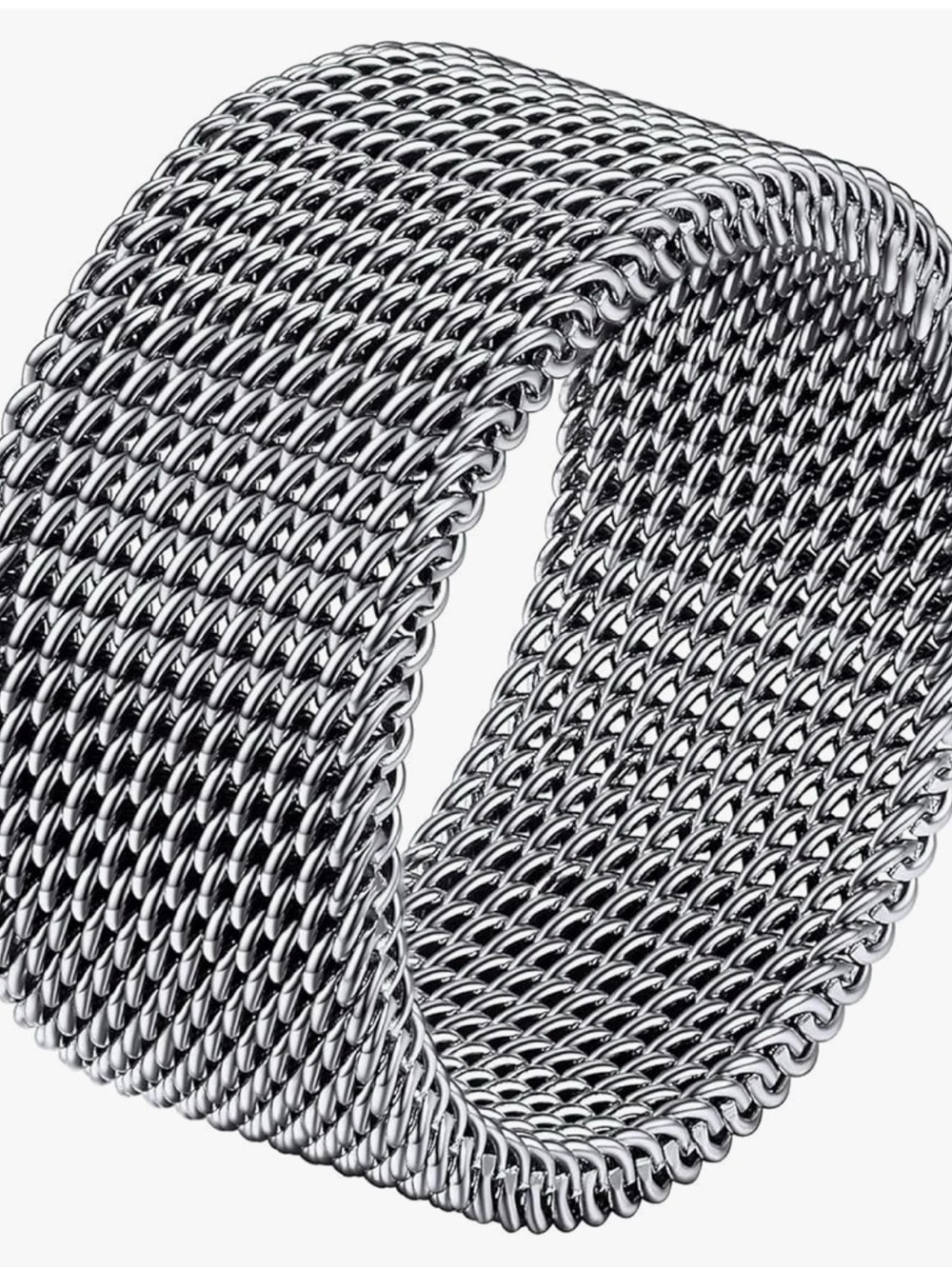 Stainless Steel Mesh Link Ring - Silver — BRAND NEW, NEVER WORN!
